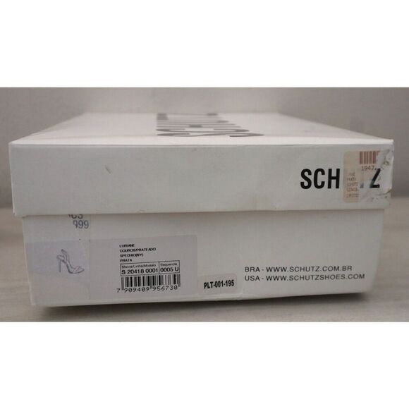 Schutz Women's Sz 11B Prata Silver Metallic Slingback High-High Sandals - Picture 16 of 16